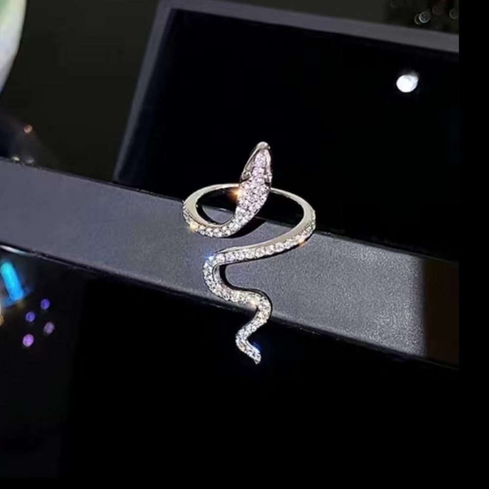 Rhinestone Snake Ring Adjustable - Picture 2 of 9